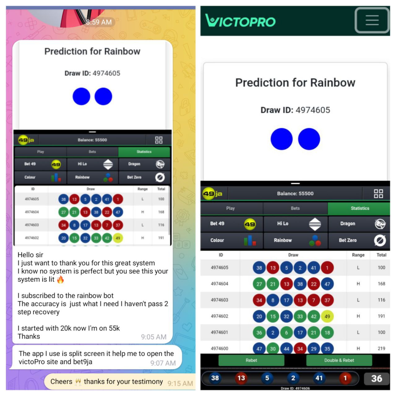 Winning proof from VictoPro Verified User