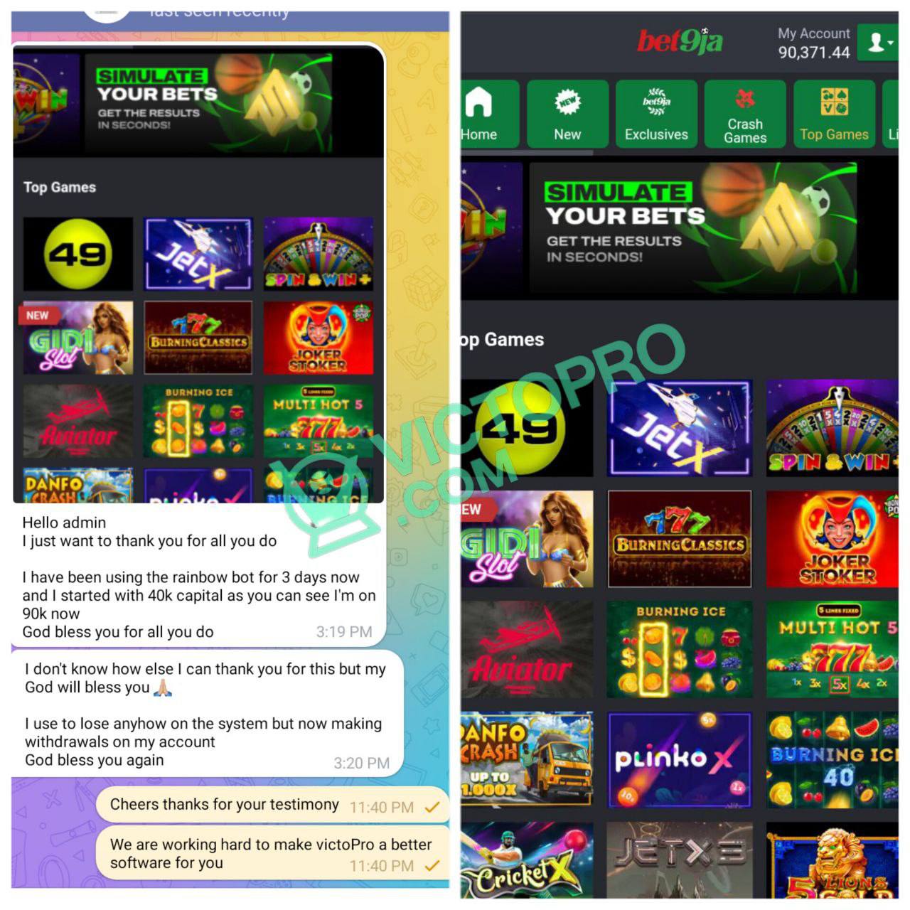 Winning proof from VictoPro Verified User