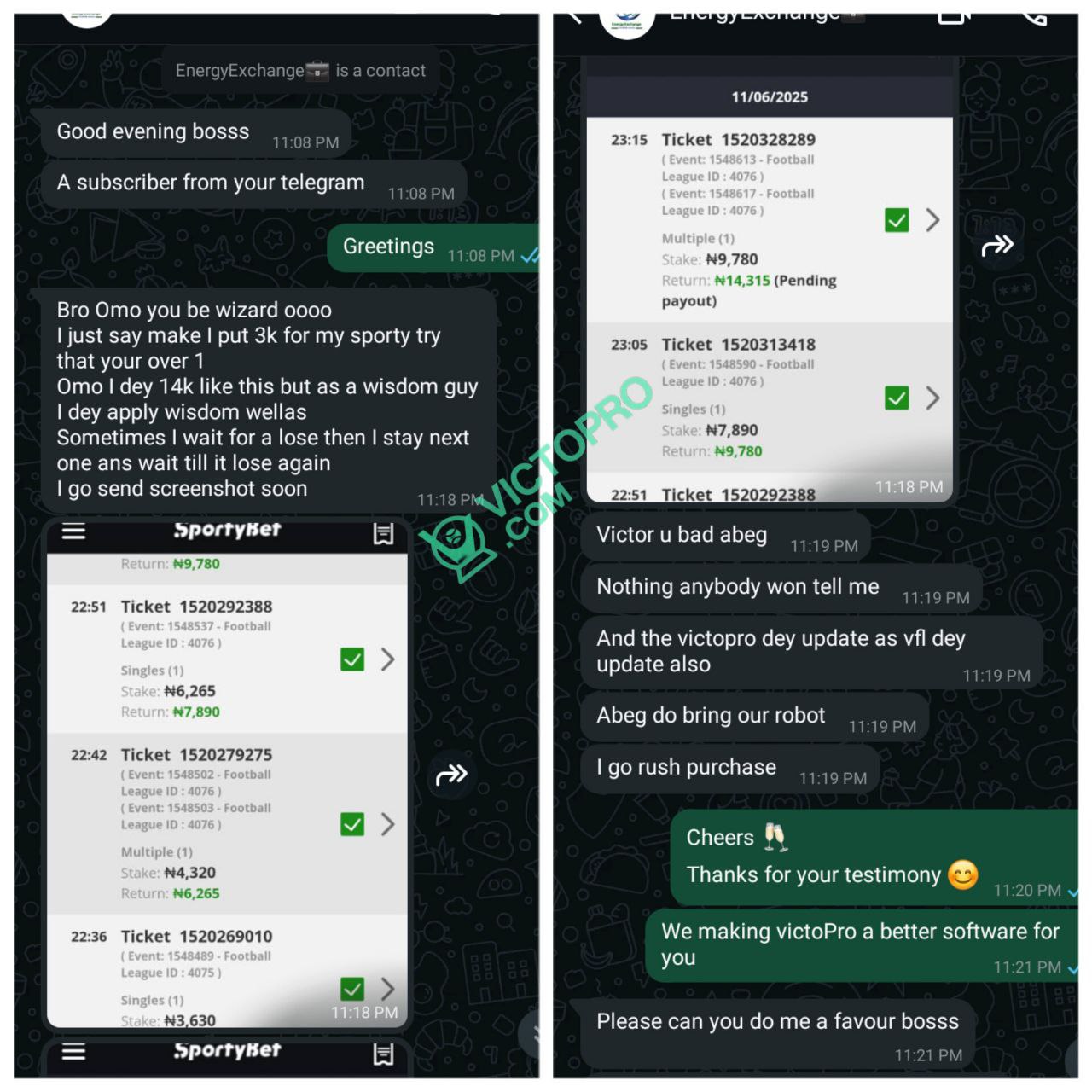 Winning proof from VictoPro Verified User