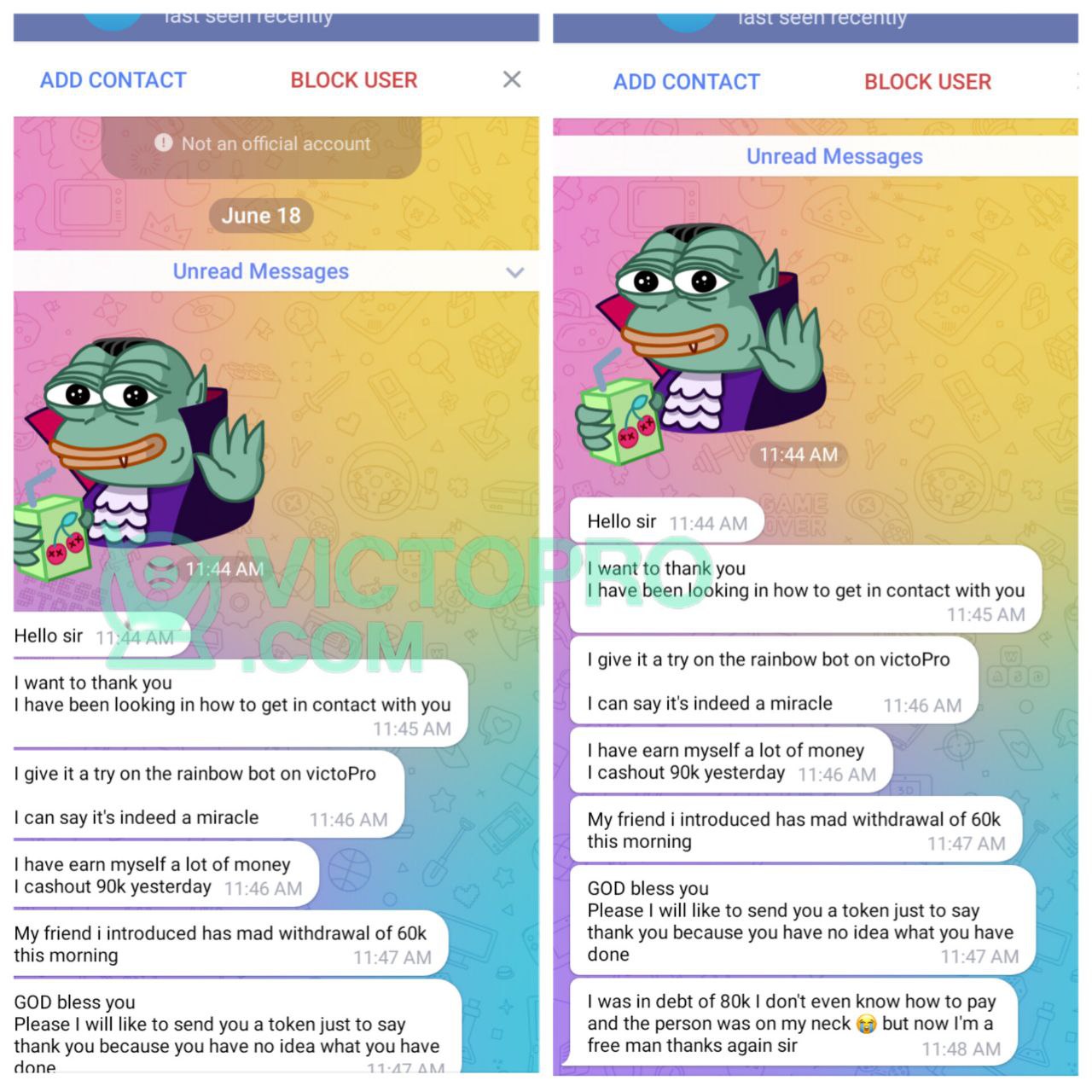 Winning proof from VictoPro Verified User